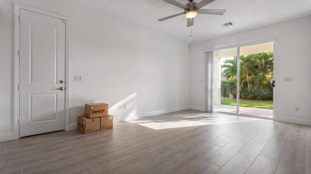 Empty South Florida rental property during a tenant move-out, representing the operational cost of tenant turnover